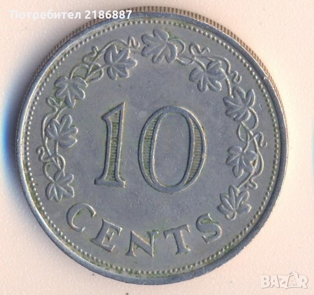 Малта 10 цента 1972, кораб, снимка 1