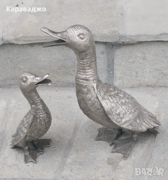 Бронзови посребрени патици, снимка 1