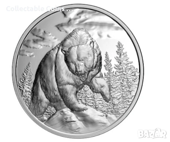 инвестиционна монета мечка гризли сребро сребърна монета, снимка 1