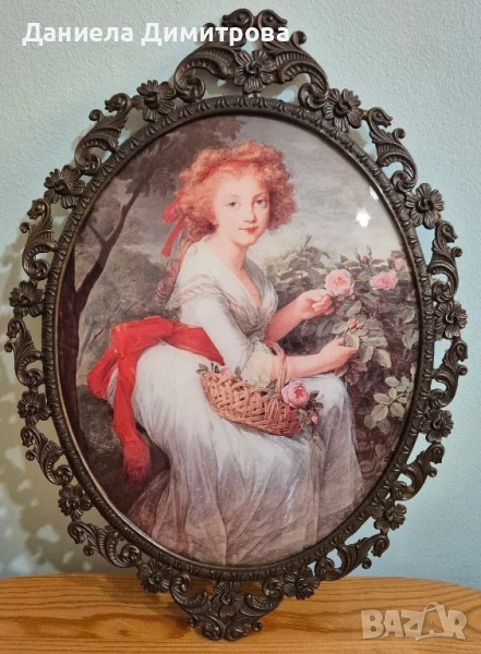 Разкошна рамка/картина от бронз/месинг с изображение на дама, снимка 1