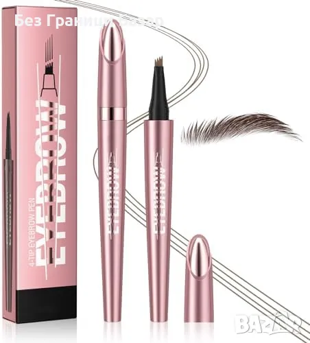 Нов Водоустойчив 3D Молив за Вежди с Микроблейдинг Ефект Дълготраен, снимка 1
