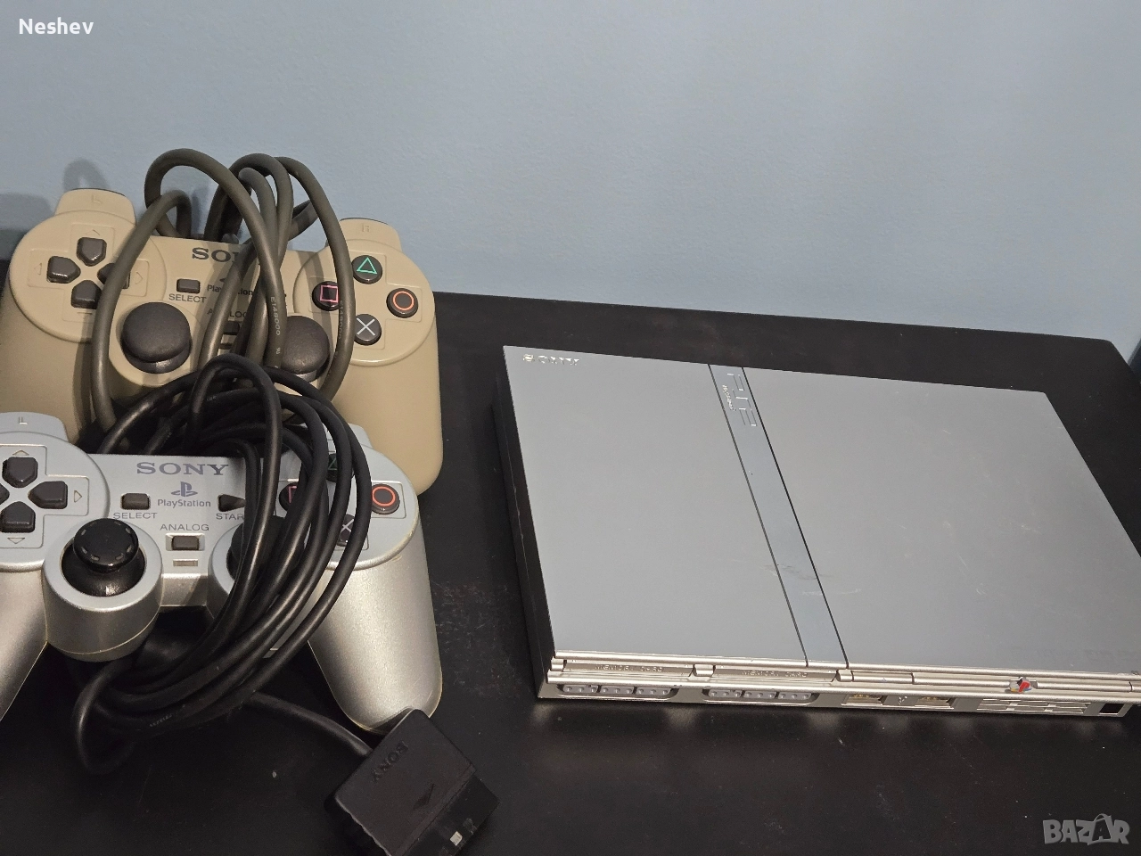 Playstation 2 slim silver с два джойстика, снимка 1