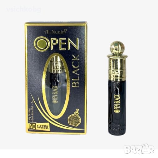 Арабско парфюмно масло от Al Nuaim - Open Black 6ml Дълготраен аромат на дървесен мускус  0% алкохол, снимка 1