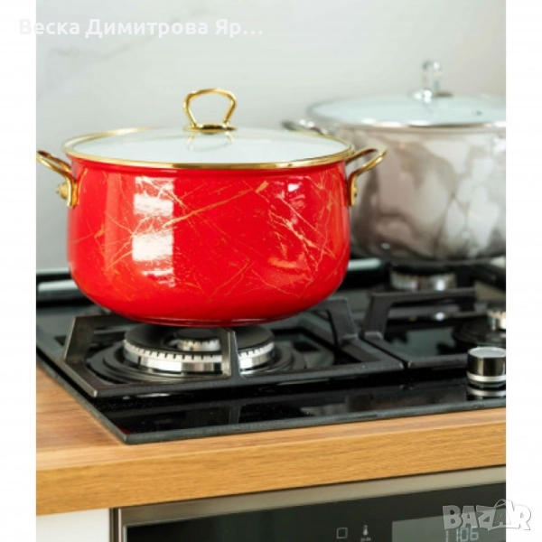 Тенджера Goldmann GM 8017-26R, 26x16см.\8.5л., Емайл, Индукция, Червена, снимка 1