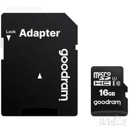 ФЛАШ КАРТА SD MICRO 16GB "Goodram" Kлас 10 Secure Digital CL10 + SD Адаптер, снимка 1