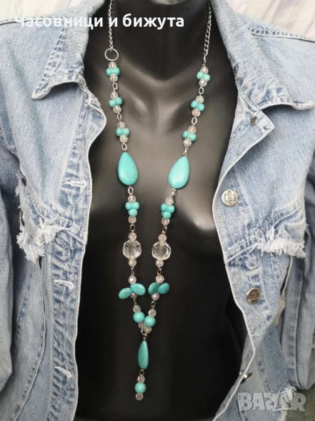 Колие от Зелени тюркоазени мъниста  естествен камък, снимка 1