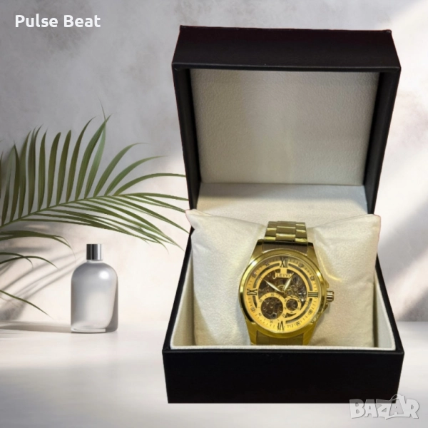 Златист мъжки часовник LEIYI с модерен дизайн циферблат, снимка 1
