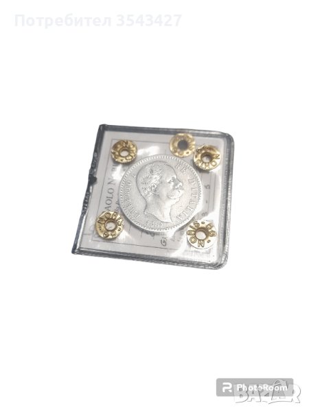 Сребърна монета 2 lire 1881 сертификат , снимка 1