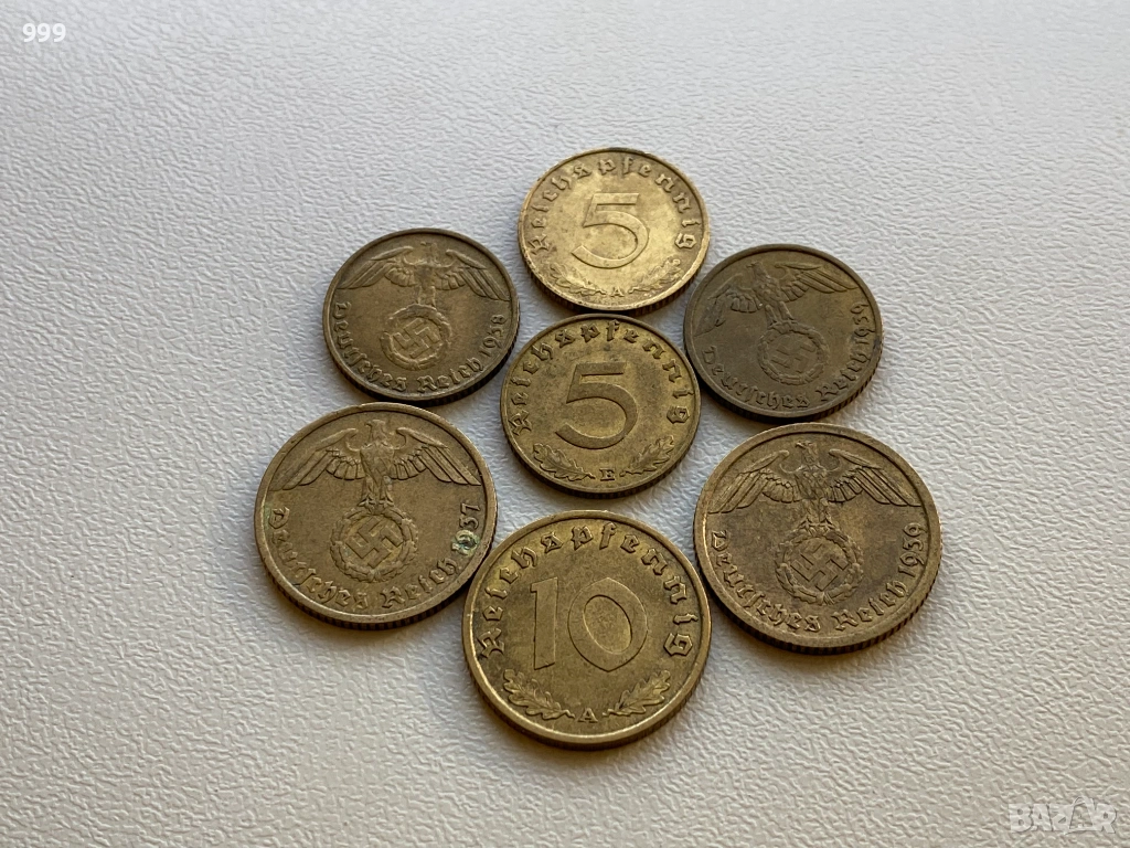 5 и 10 пфенига (райхспфенига) 1937, 1938, 1939 Германия - Трети Райх, снимка 1