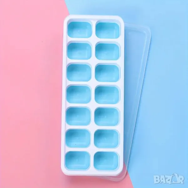 Гъвкава силиконова форма за лед с прозрачен капак, снимка 1
