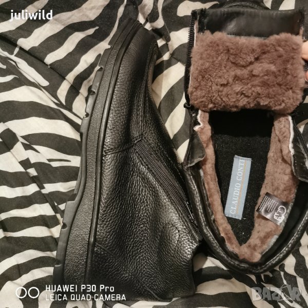 Мъжки боти с кожа, естествен косъм, промо, снимка 1