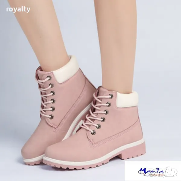 Дамски розови боти с топла вата, снимка 1