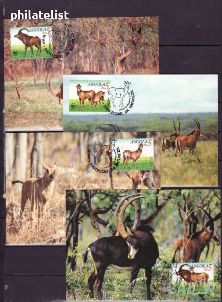 Ангола 1990 - 4 броя Карти Максимум - WWF, снимка 1