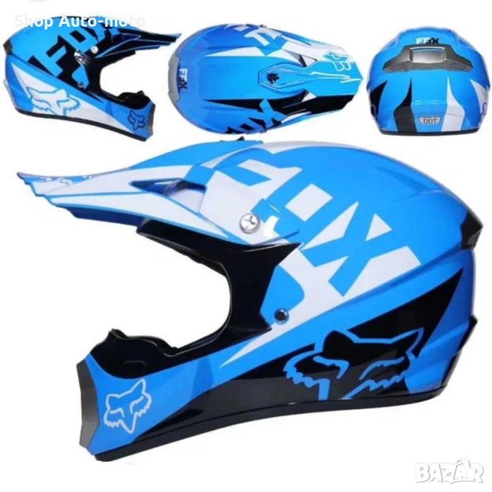 Кросова каска Automat, За мотор, Атв, Вело, S и M размер, Син-бял, снимка 1