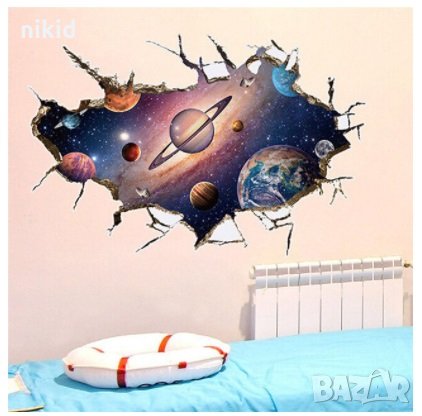 Пукнатина на стена имитация планети КОСМОС самозалепващ стикер лепенка за стена таван , снимка 1
