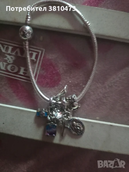 просавам сребърна гривна с талисмани, снимка 1