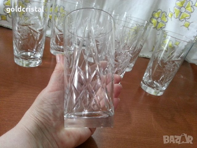Кристални чаши за вода , снимка 4 - Антикварни и старинни предмети - 42225023