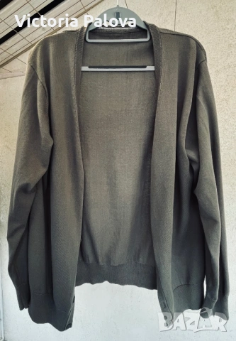 Мъжка памучна жилетка тъмен olive 🫒 – 100% памук, размер L, снимка 2 - Блузи - 54152518