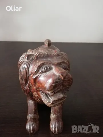 Много красива, стара статуетка на лъв. Дърво. Декорация., снимка 3 - Статуетки - 47807209