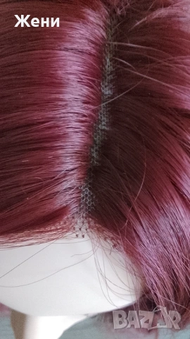  Дълга лейс фронт перука наситено бордо, снимка 4 - Аксесоари за коса - 54153902