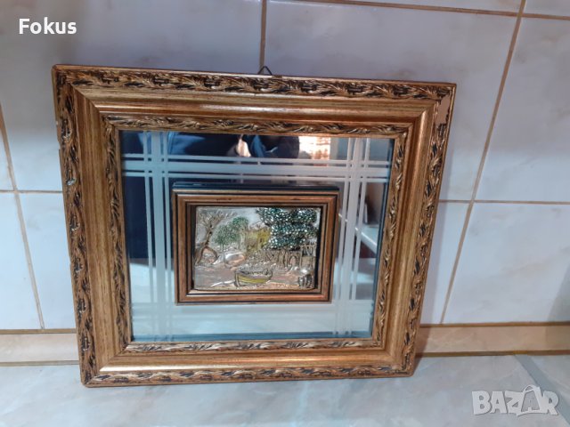 Страхотна италианска картина огледало сребърно фолио