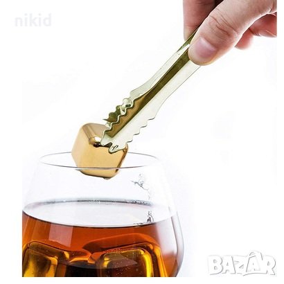 2 бр стоманени златисти кубчета за охлаждане на напитки уиски тип лед кубче стомана, снимка 3 - Други - 37738937