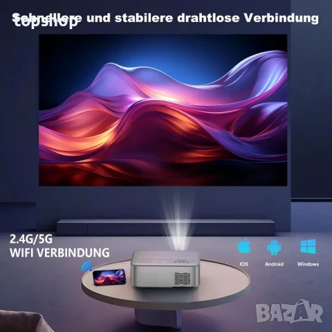 НОВ, ТЕСТВАН, ПЕРФЕКТЕН Проектор FRESHDEW, дистанционен фокус, 5G WiFi, Bluetooth, Native 1080P..., снимка 7 - Плейъри, домашно кино, прожектори - 50555953