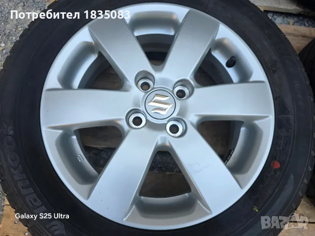 Лети джанти 15ки 4х100 Suzuki + летни гуми 185/60/15 Hankook, снимка 5 - Гуми и джанти - 55845614