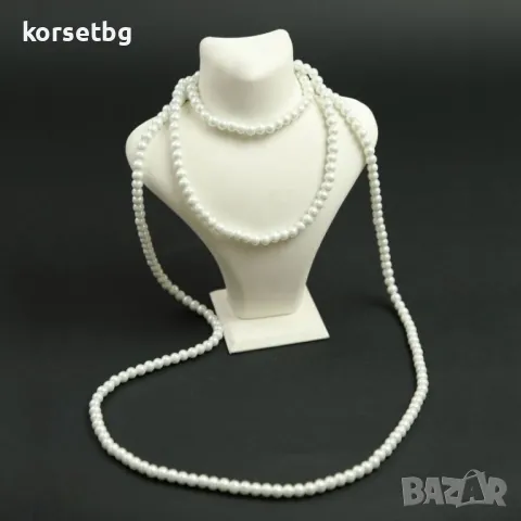 Елегантен Дълъг Бял Перлен Гердан 180 см, Изкуствени Перли, модел 20085-180, снимка 1