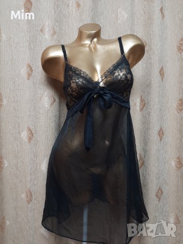 OPIANCE M Ефирна черна нощница , снимка 5 - Корсети, бюстиета, топове - 39536092