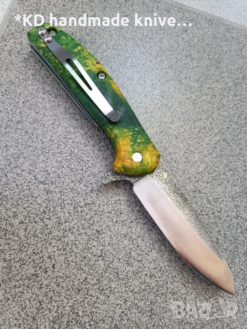 Сгъваем нож ръчно изработен от N690co стомана, снимка 2 - Ножове - 51446525