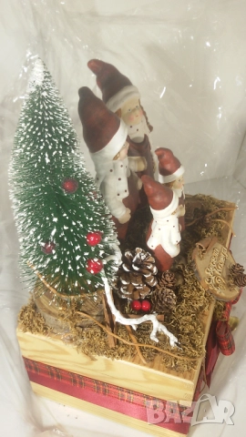 Коледна подаръчна декорация с дървена кутия в целофан, снимка 11 - Декорация за дома - 51708407