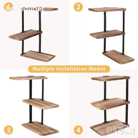 ПРОМОЦИЯ Ъглова стенна етажерка с нестандартен дизайн UNHO XJJ338, снимка 5 - Етажерки - 49086504