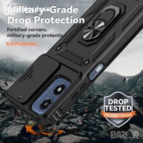 Motorola Moto G Play (2024) Удароустойчив Ring Holder/Lens Protector Калъф и Протектор, снимка 12 - Калъфи, кейсове - 49920617