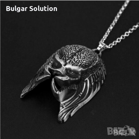 Хищника-The Predator-Колие-Медальон-Маска-Масивен-Едър, снимка 4 - Колиета, медальони, синджири - 52666136