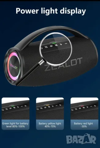 Boombox ZEALOT S97 80W bluetooth wireless speaker преносима колона, снимка 9 - Bluetooth тонколони - 47521092