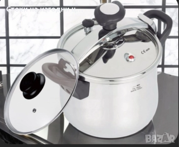 Тенджера под налягане Rosberg, 5л/7л/9л, Индукция, Неръждаема стомана, Стъклен и метален капак, снимка 2 - Съдове за готвене - 52903371