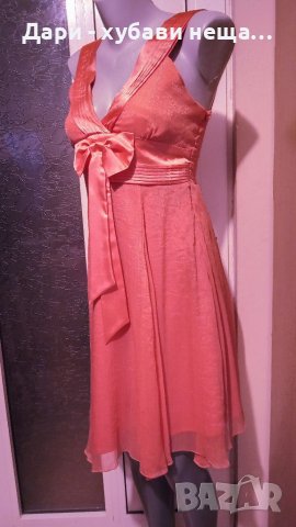 Кокетна двупластова рокля, с акцент от сатен🍀♥️М♥️🍀арт.4406