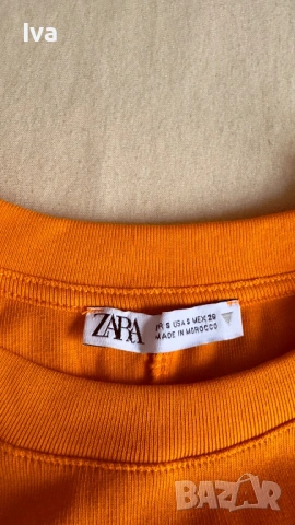 Дамска оранжева рокля ZARA – еластична, по тялото, с набор на ханша, снимка 2 - Рокли - 54017042