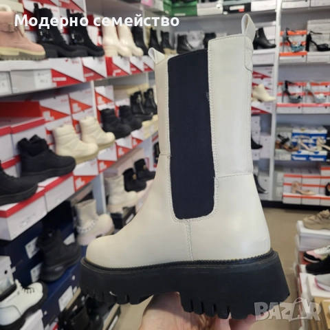 Стилни дамски боти в черно и бяло ПРОМОЦИЯ , снимка 2 - Дамски боти - 52719445