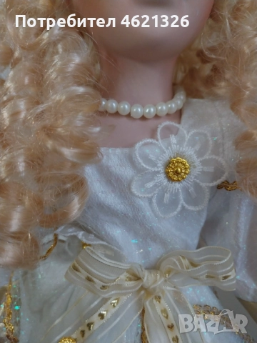 Винтидж колекционерска немска порцеланова кукла принцеса в кралска рокля като нова, снимка 9 - Декорация за дома - 52044240