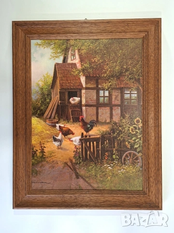 Картина репродукция (принт) на Герхард Несвадба със селска сцена 