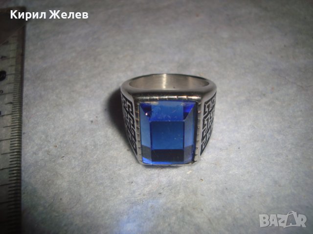 СТИЛЕН СКЪПОЦЕНЕН ДИЗАЙНЕРСКИ АРТ ПРЪСТЕН от БЛАГОРОДНА Нрж СТОМАНА с ФАСЕТИРАН САПФИР-КРИСТАЛ 31383, снимка 15 - Пръстени - 38056263