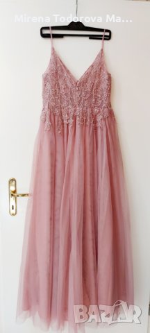 Бална рокля/принцеса с V-образно деколте с дължина до пода Абитуриентски рокли от тюл с пайети с дан, снимка 3 - Рокли - 36676506