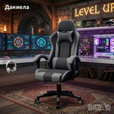 Ергономичен офис и геймърски сив стол – Максимален комфорт за гърба и врата, регулируем, снимка 3 - Столове - 54204517