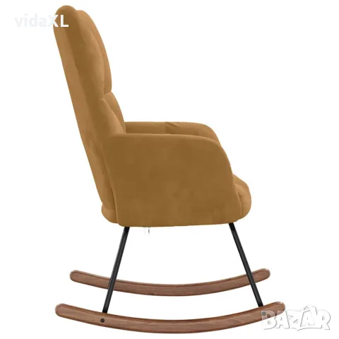 vidaXL Люлеещ стол, кафяв, кадифе, снимка 5 - Столове - 56146956