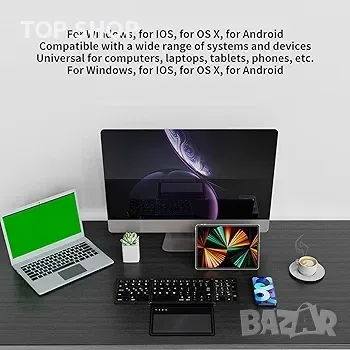 Сгъваема Bluetooth клавиатура с тъчпад, Bluetooth 5.1 с ниска латентност, снимка 5 - Клавиатури и мишки - 48697593