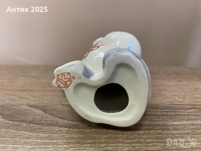 Порцеланова статуетка „Олимпийското мече-скиор“ — Коростен, винтидж, снимка 3 - Антикварни и старинни предмети - 53238004