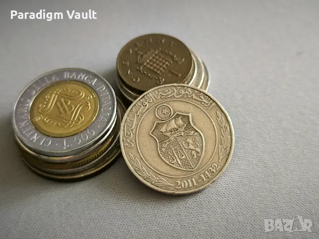 Mонета - Тунис - 1 динар | 2011г., снимка 2 - Нумизматика и бонистика - 48649899