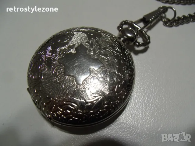 № 7957 джобен часовник  Q&Q   - с капак  - кварцов механизъм  - работещ  - с кюстек, снимка 4 - Джобни - 49636768